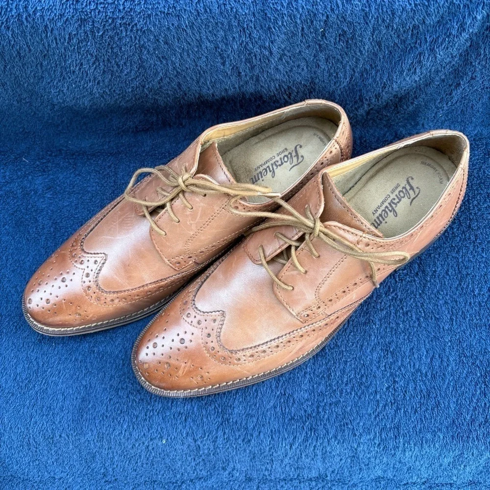 FLORSHEIM Men's Montinaro Wingtip Oxford Dress Shoes Brown Leather 8.5 D - Exc!!